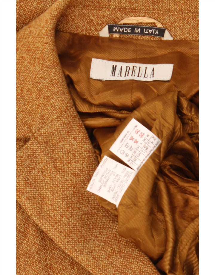 Jachetă Blazer Crop 3 Buttons pentru femei Marella UK 10 Lână maro mică