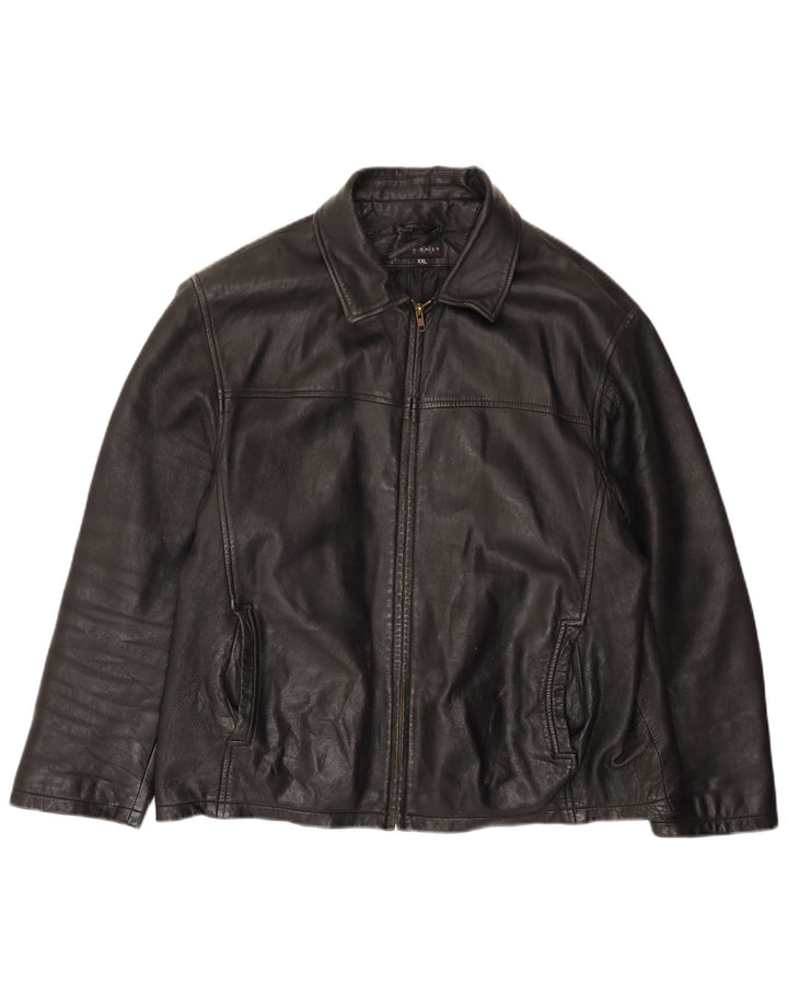 Jachetă de piele pentru bărbați VINTAGE UK 44 2XL Negru