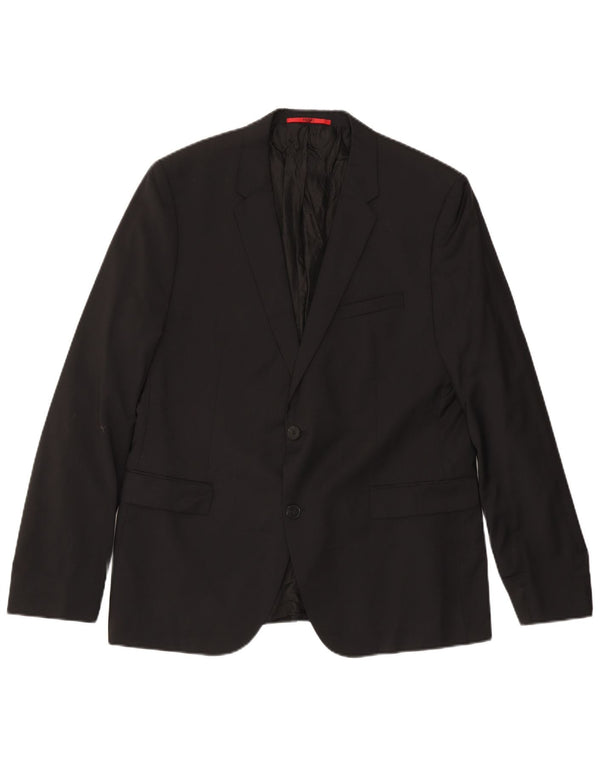 Blazer pentru bărbați HUGO BOSS cu 2 nasturi EU 56 3XL Lână neagră