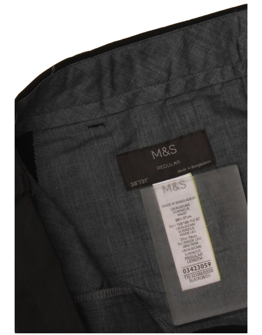 Pantaloni de costum obișnuiți pentru bărbați Marks & Spencer L38 L31 Poliester negru