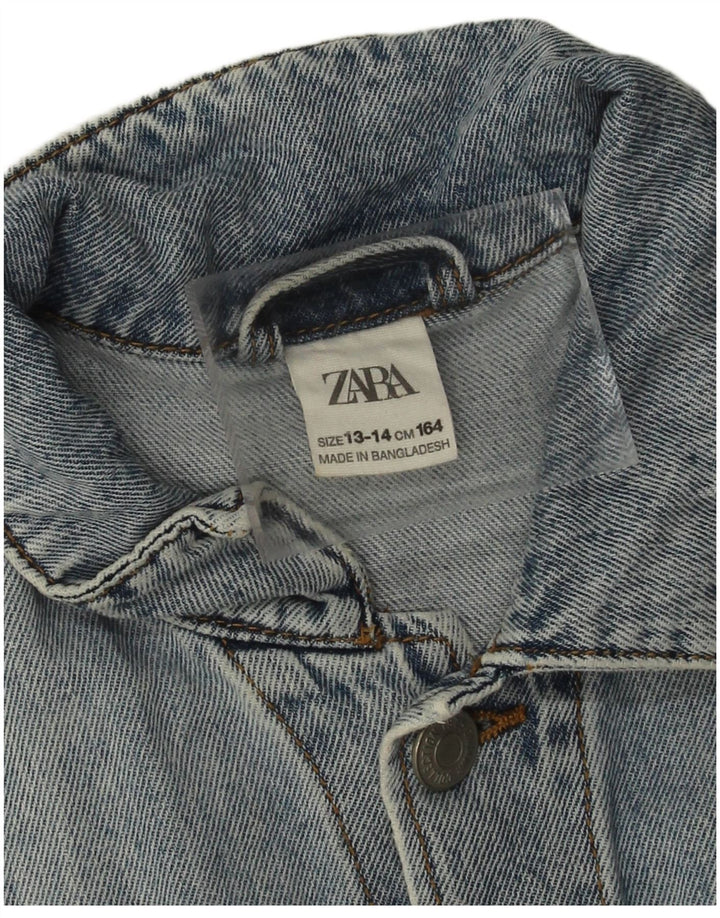 Jachetă Zara Fete Denim 13-14 Ani Bumbac Albastru