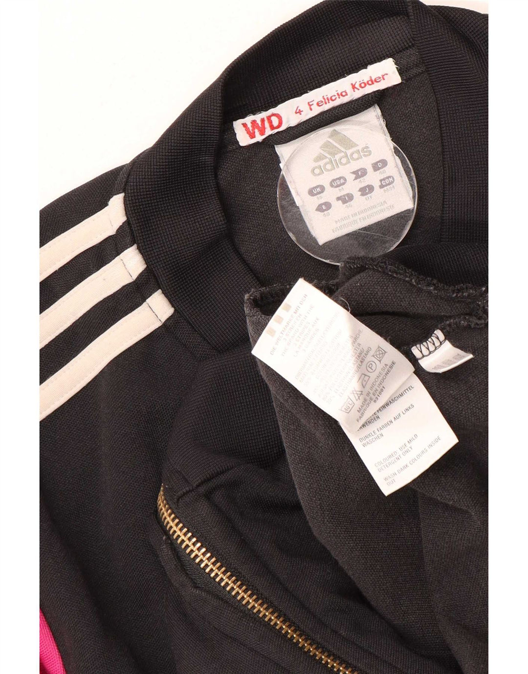 Jachetă de trening pentru femei Adidas UK 12, bumbac color bloc negru mediu