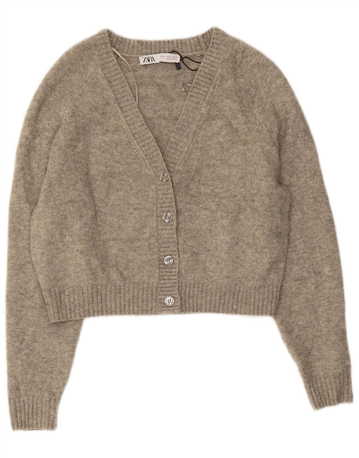 Pulover cardigan supradimensionat pentru femeie Zara UK 10 mic, gri cu pete