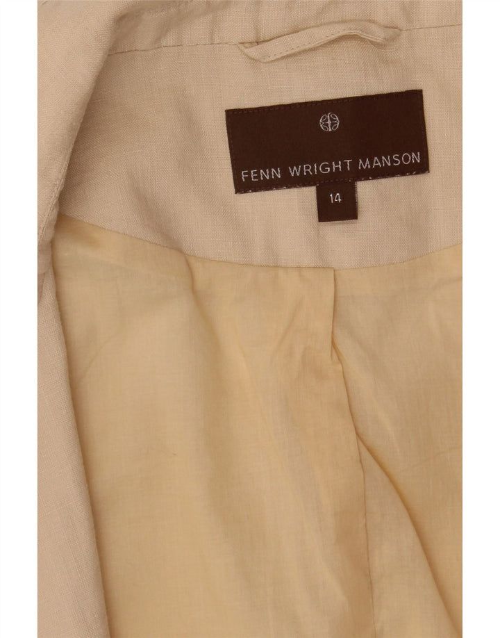FENN WRIGHT MANSON Womens Blazer Jacket UK 14 Large Beige Linen Vintage Fenn Wright Manson and Second-Hand Fenn Wright Manson from Messina Hembry 