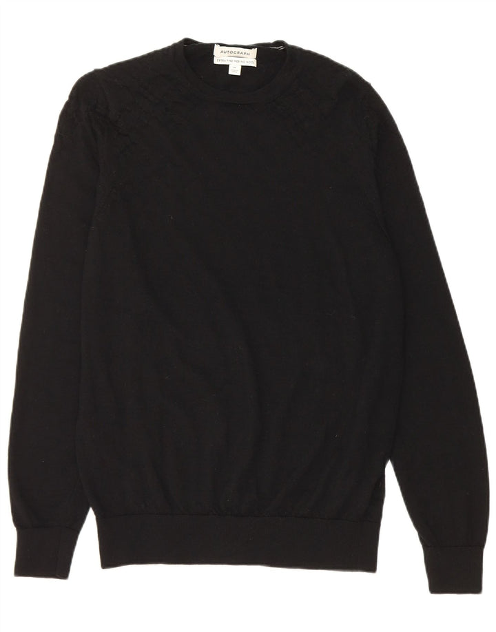 Pulover pentru bărbați Marks & Spencer Autograph Crew Deck, negru mediu