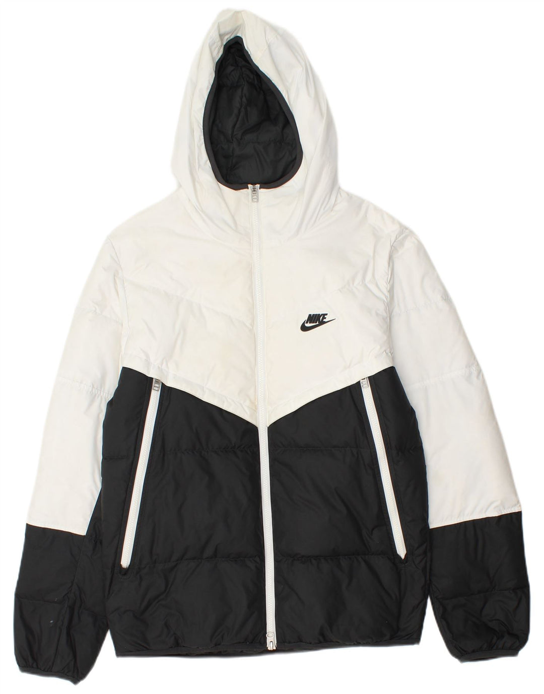 Jachetă căptușită cu glugă Nike pentru bărbați UK 36 Poliester color bloc negru mic