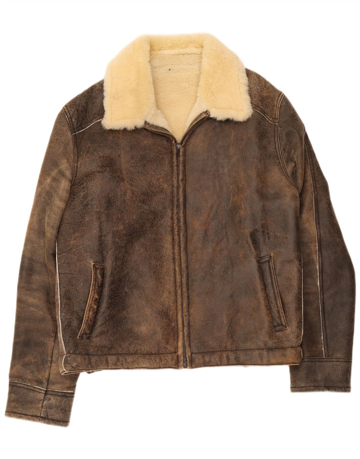 Jachetă din shearling pentru bărbați Pascucci IT 54 2XL maro