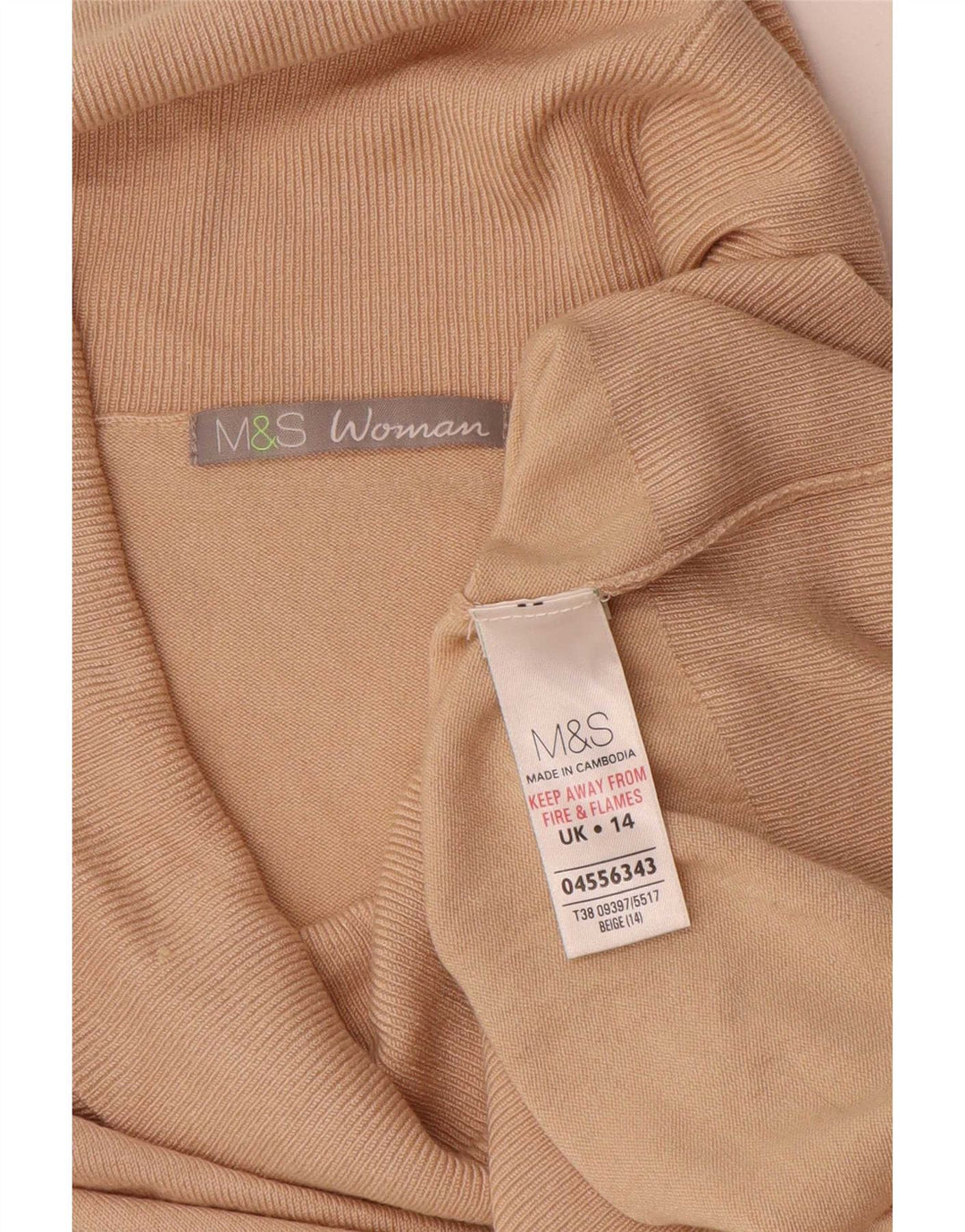 Marks & Spencer Pulover cu gât rulat pentru femei UK 14 mare, bej, viscoză