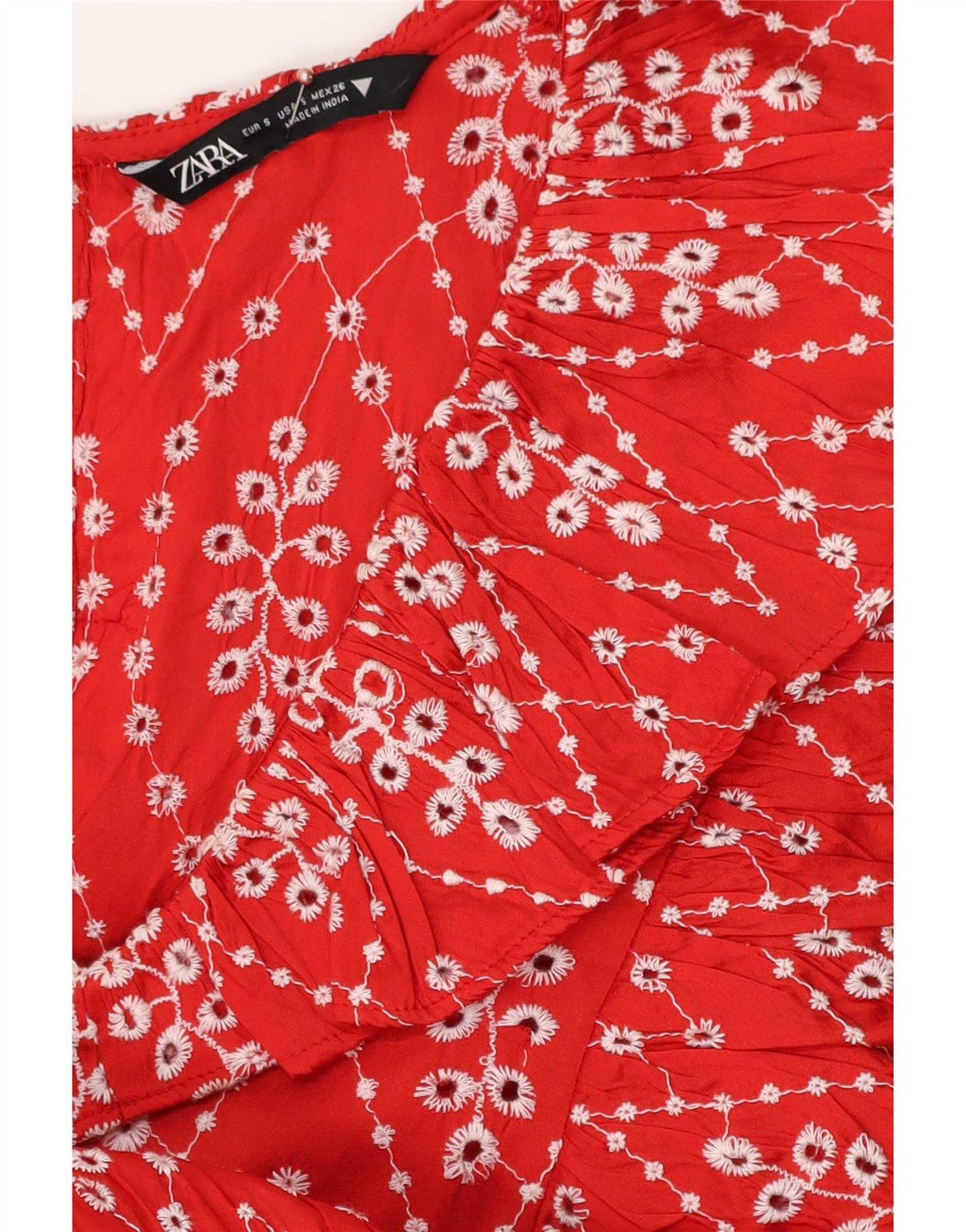 Rochie cu mâneci 1/2 pentru femei Zara, cu model abstract, roșu mic UK 10
