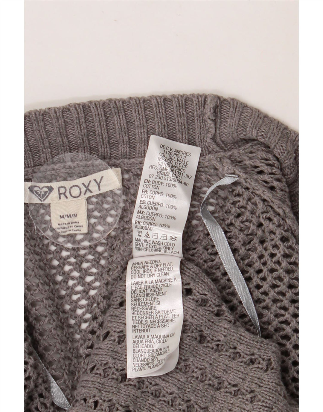 Pulover cardigan Roxy pentru femei UK 14, bumbac gri mediu