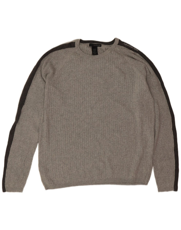 Pulover Calvin Klein Jeans pentru bărbați, cu gât crew, 2XL, gri, bloc de culoare