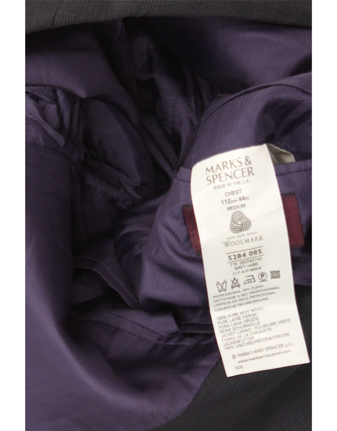 Jachetă pentru bărbați Marks & Spencer, cu 3 nasturi, Marea Britanie 44 2XL Lână nouă, albastru bleumarin