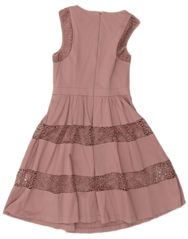 Rochie A-Line fără mâneci pentru femei Warehouse UK 10 Bumbac Floral roz mic