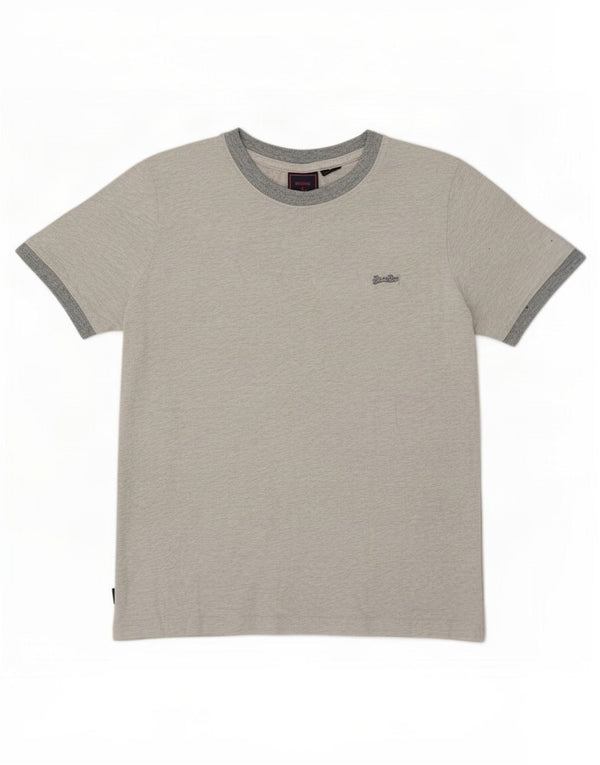 Tricou supradimensionat pentru femei Superdry Top UK 10 mic, gri, bumbac cu pete