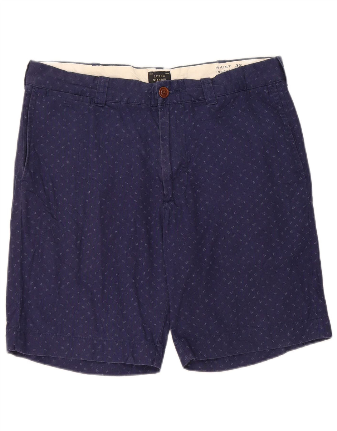 Pantaloni scurți chino Stanton pentru bărbați J. CREW W32, bumbac cu pete, albastru marin mediu