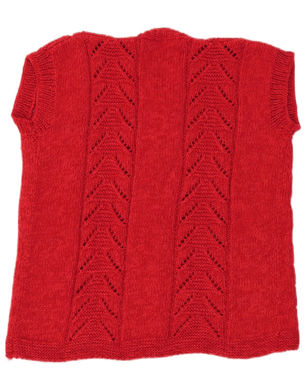 Cardigan vintage cu mânecă scurtă pentru femei UK 14 Large Red