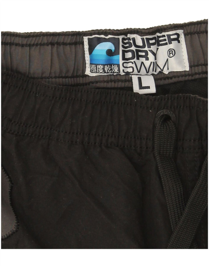 Pantaloni scurți de înot grafic Superdry pentru bărbați, mari, negri