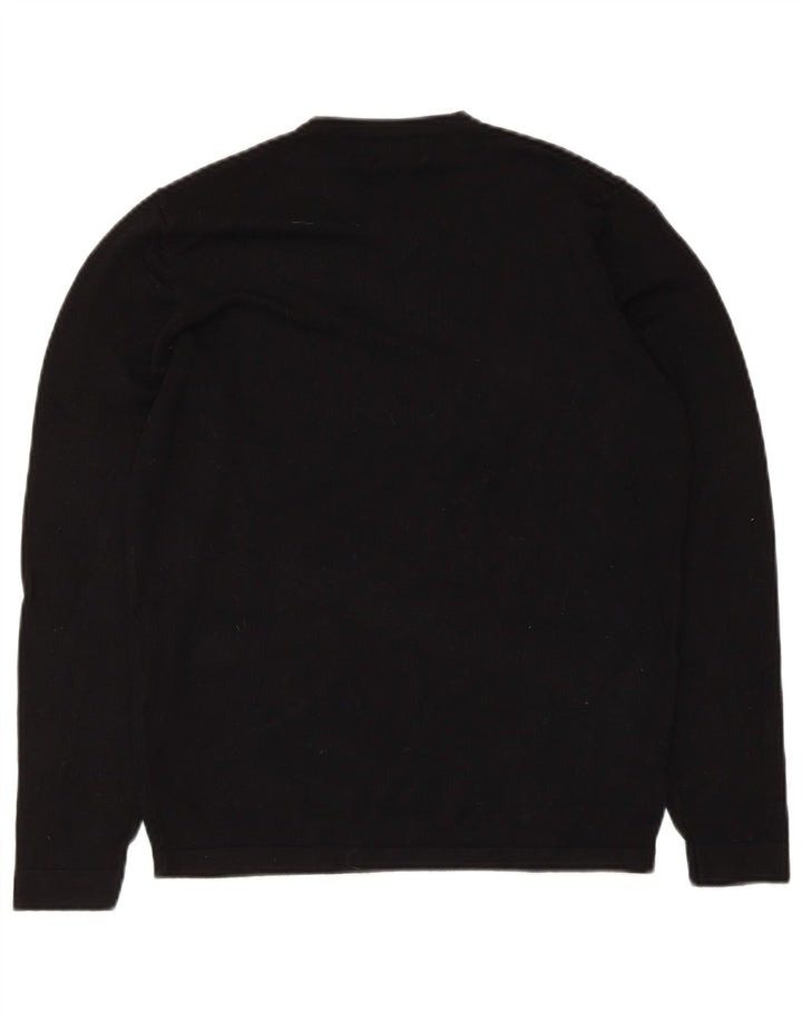 Pulover pentru bărbați Zara, cu decolteu în V, mic, negru, viscoză