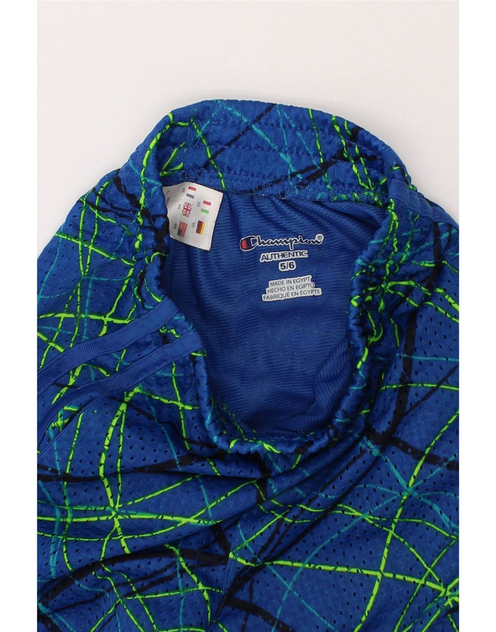 CHAMPION Boys Abstract Pattern Sport Shorts 5-6 Years Blue Polyester Vintage Champion and Second-Hand Champion from Messina Hembry 