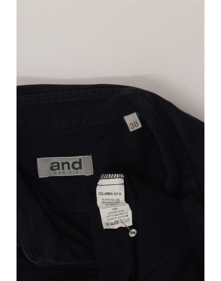 Vintage Cămașă pentru bărbați Mărimea 38 Mediu Navy Blue Bumbac