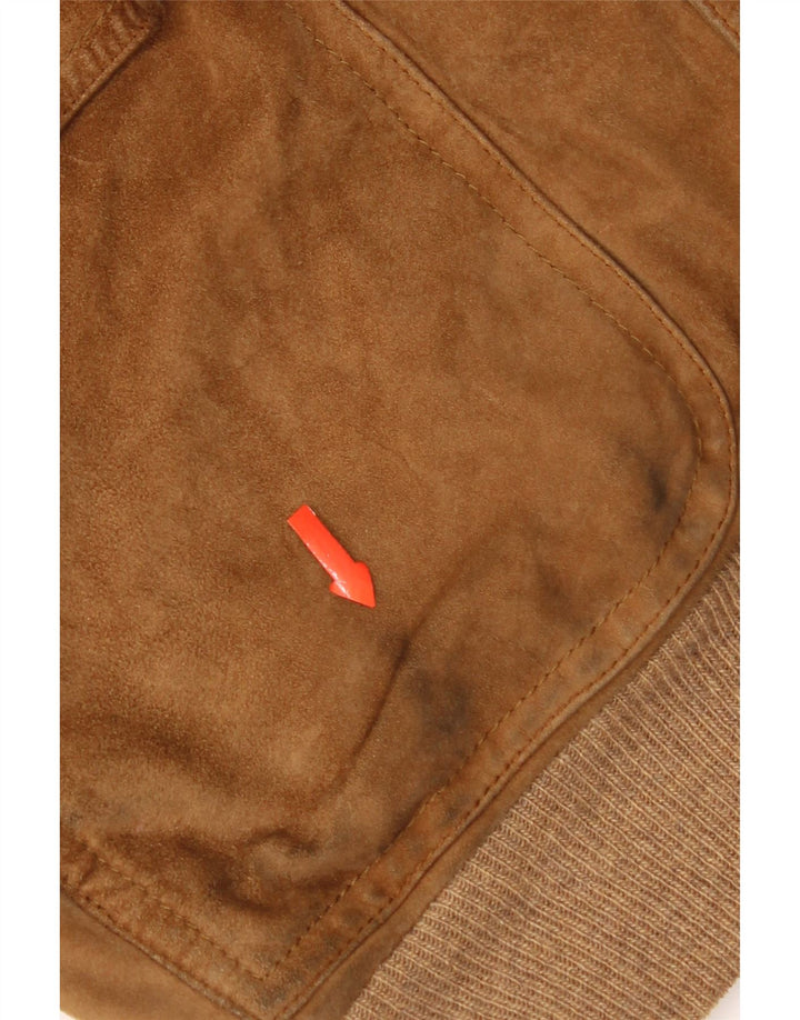 Jachetă Bomber de piele intoarsa pentru barbati Salfra IT 52 XL din piele maro