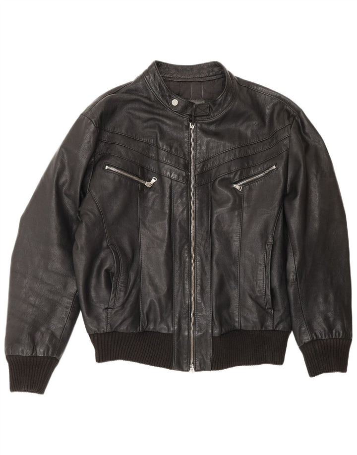 Jachetă Bomber din piele pentru bărbați Sonny Bono UK 38 Medium Black