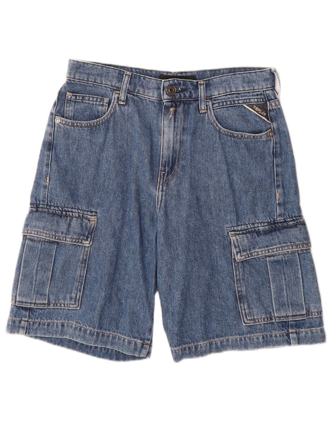 REPLAY Pantaloni scurți Cargo Denim Băieți 11-12 Ani W26 Bumbac Albastru