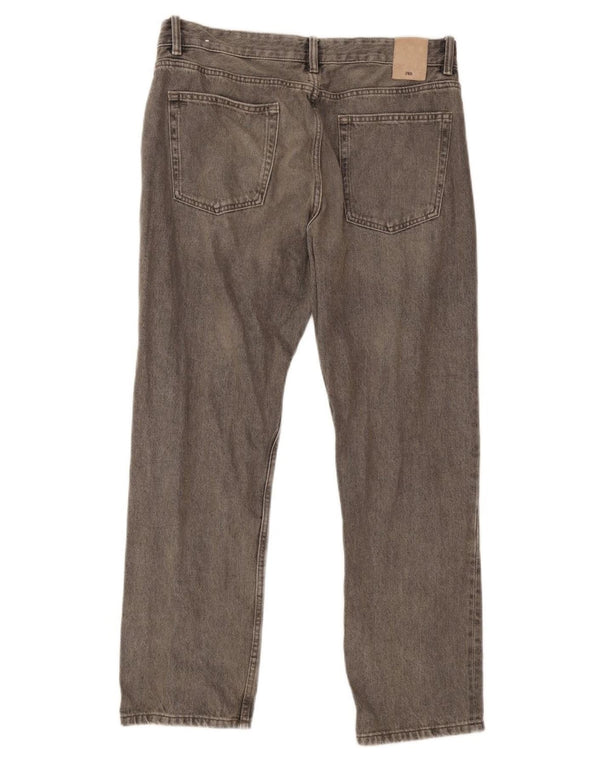 Blugi drepți pentru bărbați Zara EU 46 XL W36 L30 bumbac gri