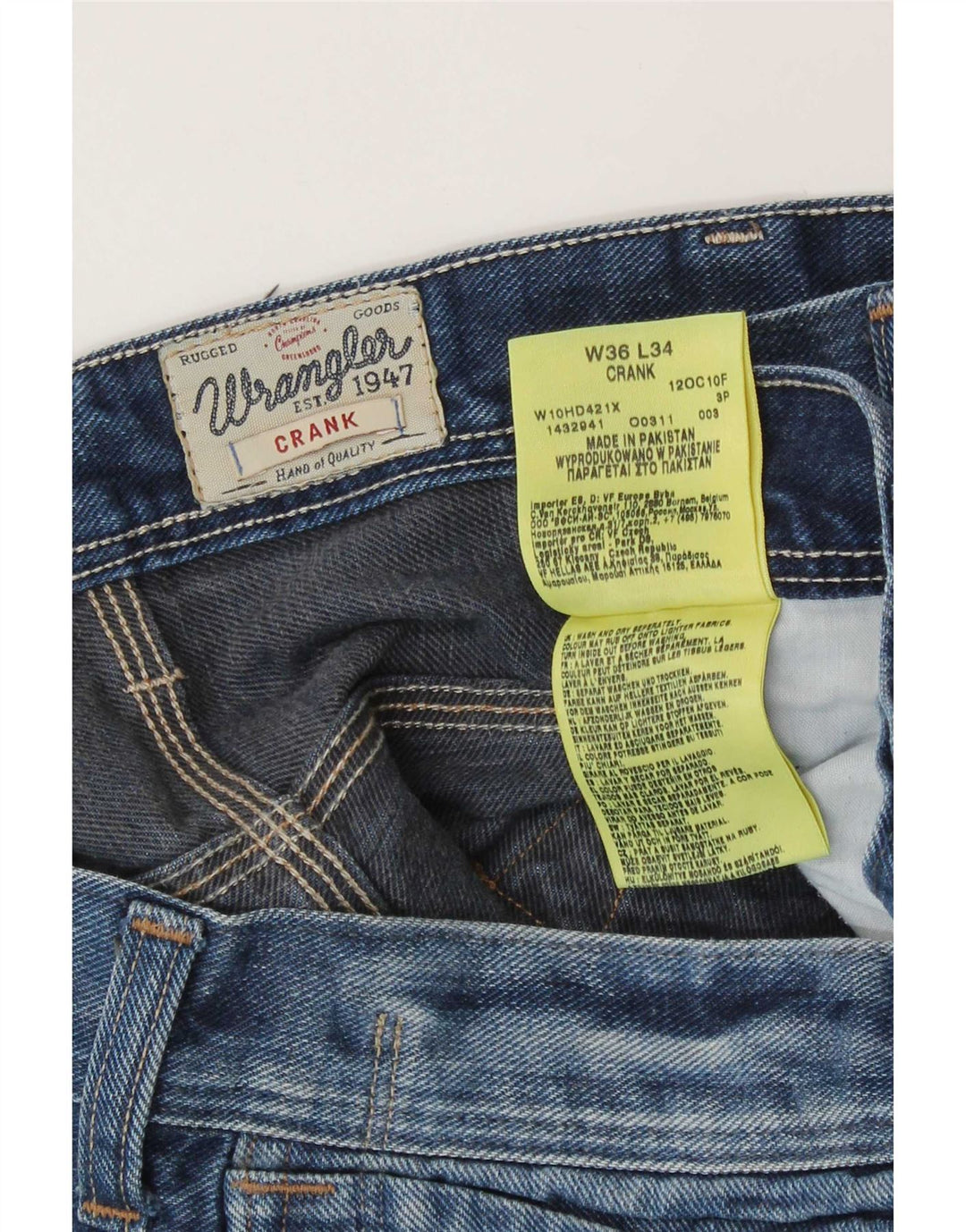Blugi pentru bărbați Wrangler Crank Straight W36 L34 Bumbac albastru