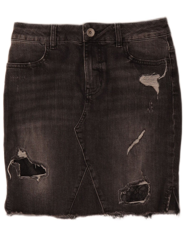Guess Fusta Denim Distressed W27 Bumbac Gri mic