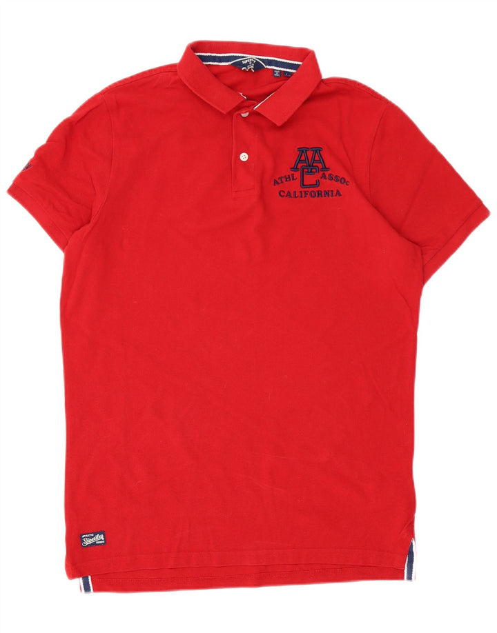 Tricou polo grafic pentru bărbați Superdry, bumbac roșu mare