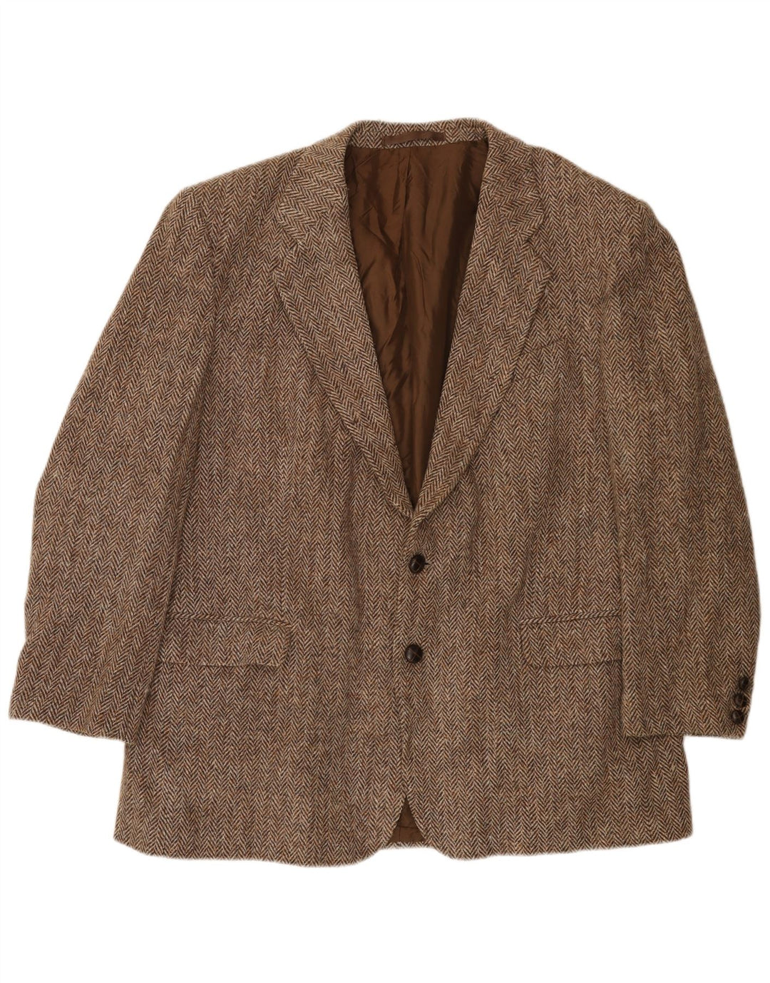 Jachetă pentru bărbați Harris Tweed, cu 2 nasturi, UK 40, lână mare, maro, în spinare