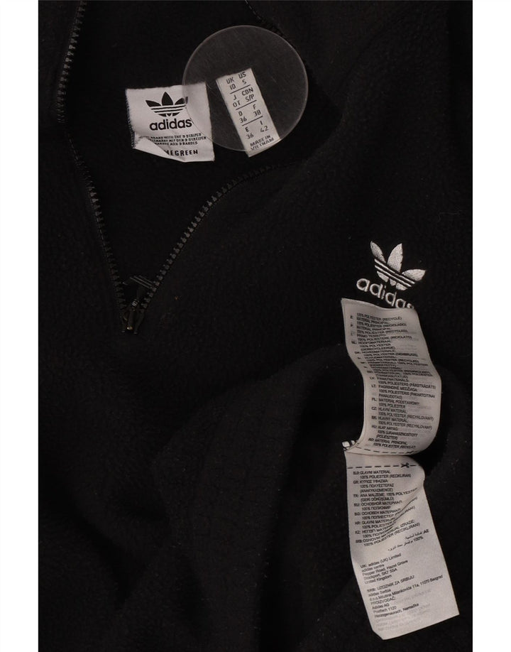 Pulover supradimensionat din lână Adidas pentru femei, cu fermoar și gât, UK 10, poliester negru mic