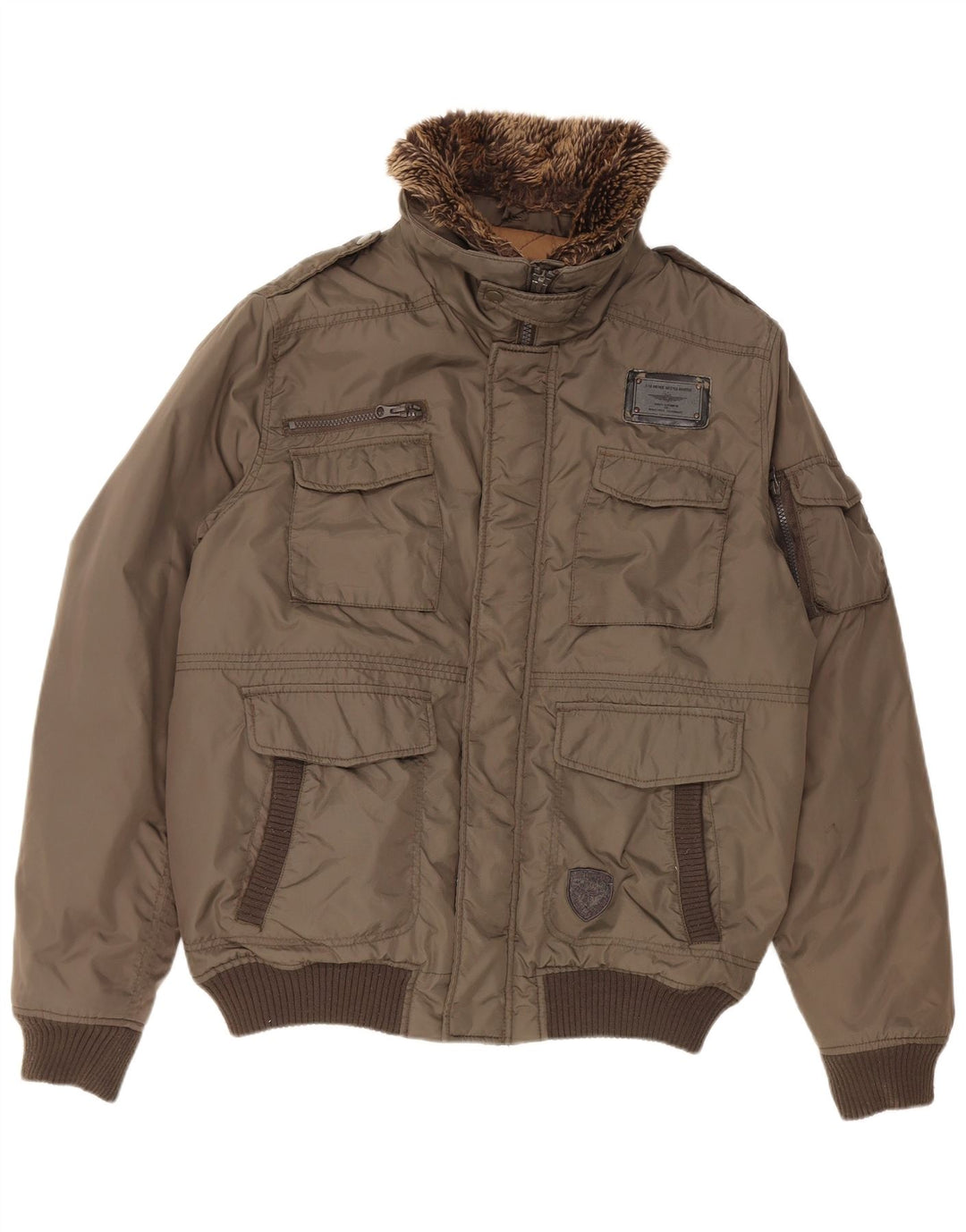 Celio Bomber militar pentru bărbați UK 42 XL Kaki Nylon