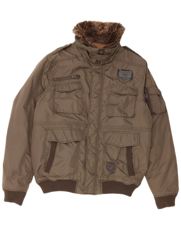Celio Bomber militar pentru bărbați UK 42 XL Kaki Nylon