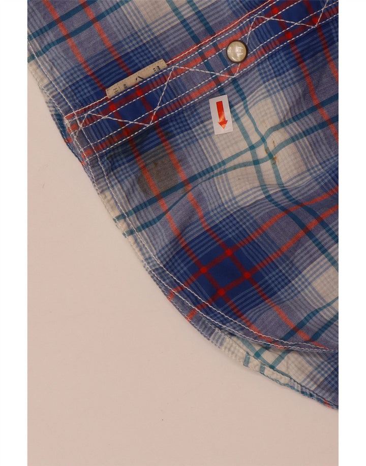 Cămașă cu mânecă scurtă pentru bărbați Tommy Hilfiger, bumbac cu carouri albastru mediu