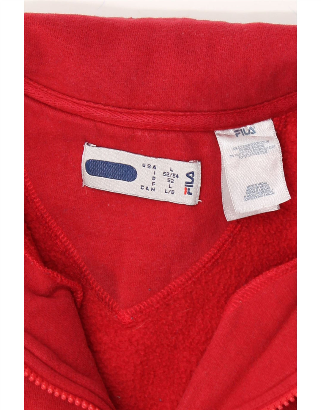FILA Mens Zip Neck Sweatshirt Jumper IT 52/54 Large Red Cotton Vintage Fila and Second-Hand Fila from Messina Hembry 