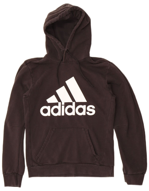 Pulover cu glugă cu grafic adidas pentru femei UK 10 mic bumbac negru