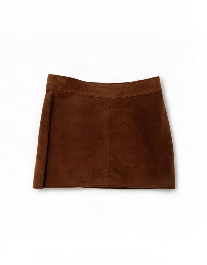 Fusta Mini din piele intoarsa pentru femei Zara IT 44 Medium W25 Maro