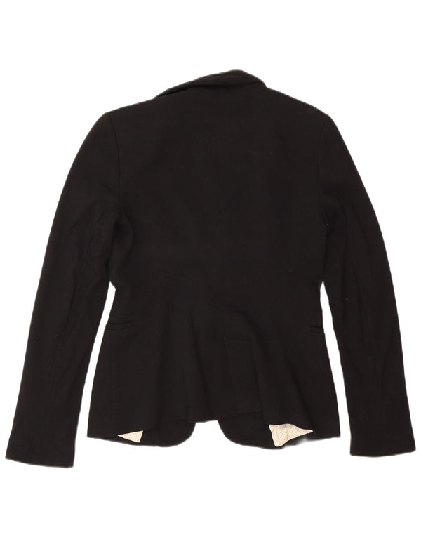Blazer pentru femei Zara cu 1 nasture, UK 10, mic, negru, viscoză