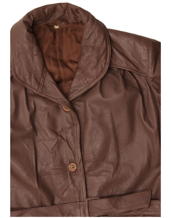 Jachetă de piele supradimensionată pentru femei Vintage IT 52 2XL maro