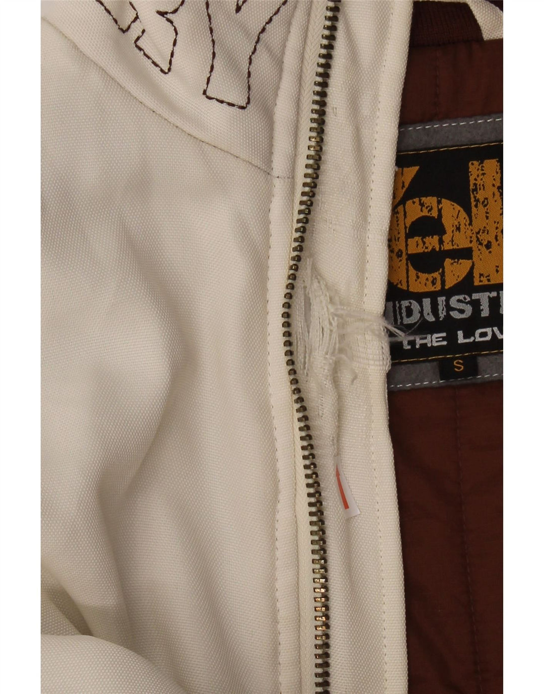 STRIGĂT! Jachetă bomber cu grafică, cu croiala largi, pentru bărbați, UK 36, poliester alb mic