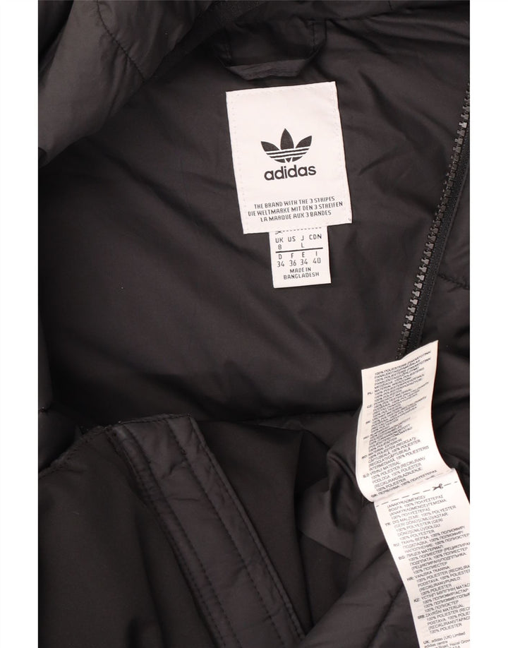 Jachetă căptușită cu glugă Adidas pentru femei UK 8 Poliester negru mic