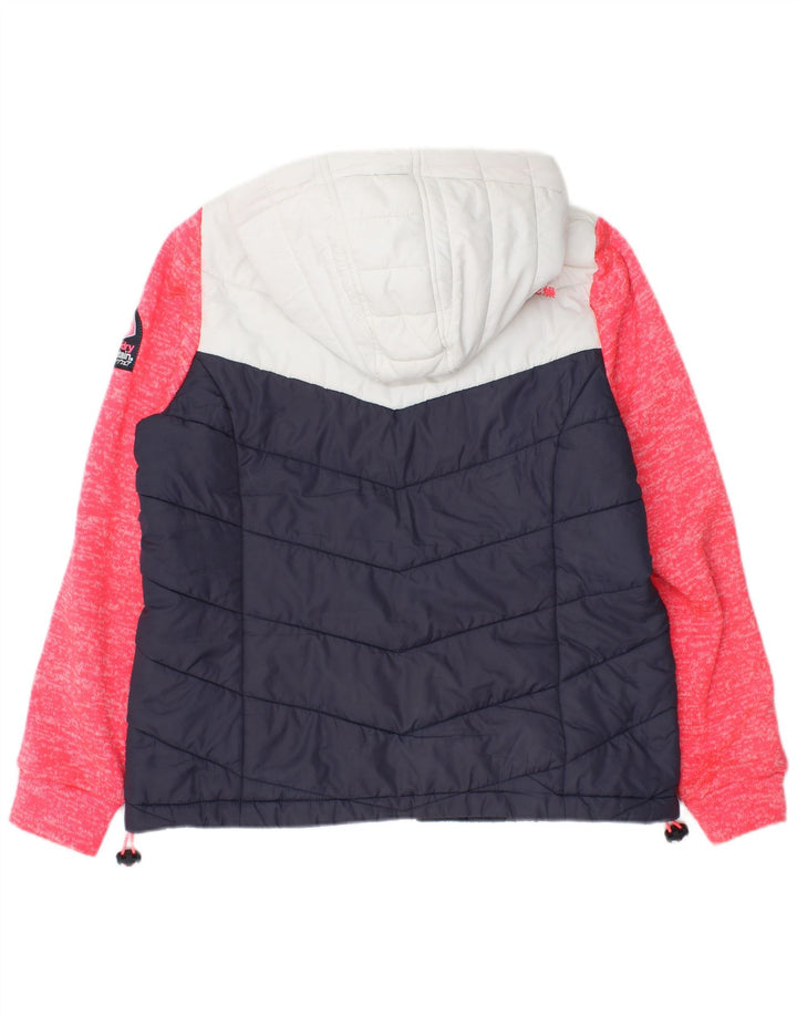 Jachetă căptușită cu glugă Superdry pentru femei UK 16, mare, albastru bleumarin