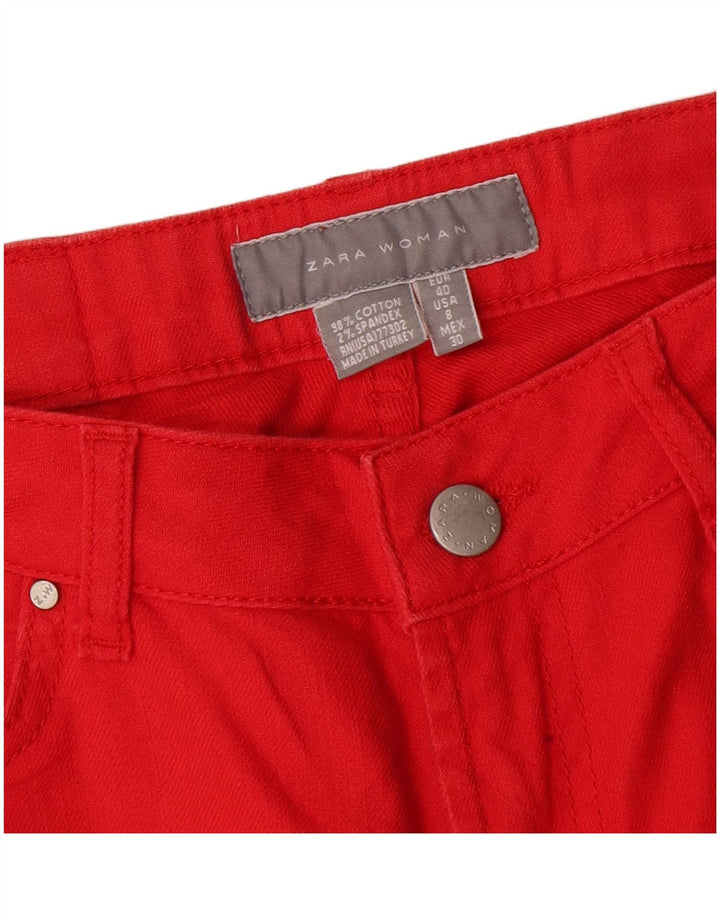 Blugi drepți pentru femei Zara EU 40 Medium W30 L31 Bumbac roșu