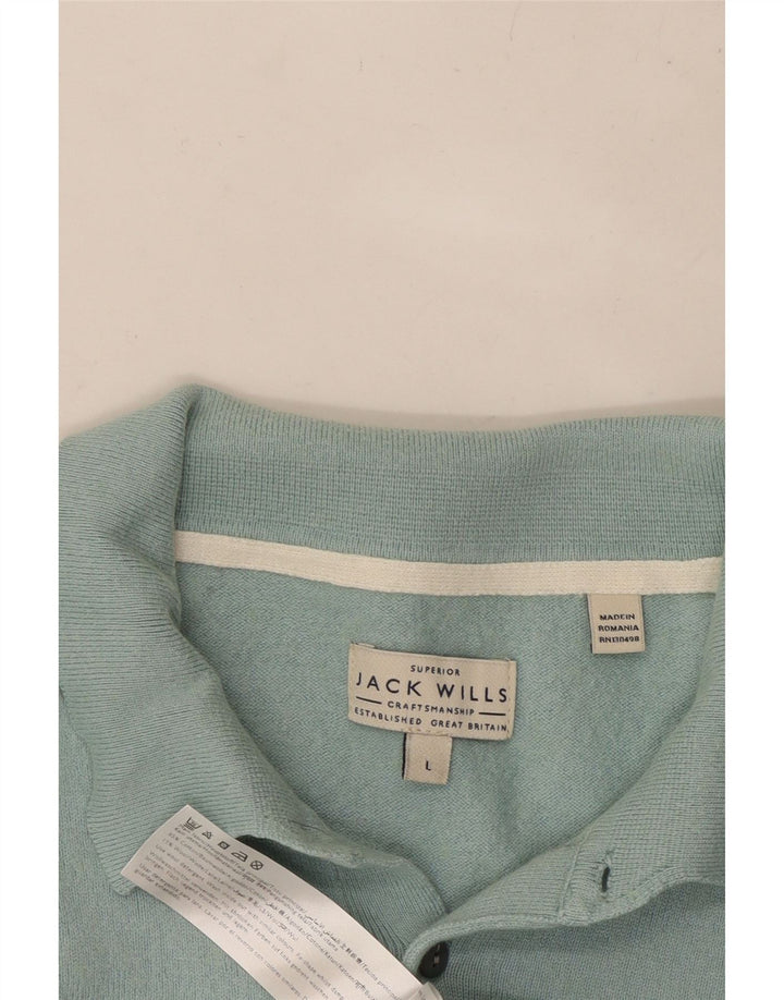 JACK WILLS Pulover cu gât polo pentru bărbați, bumbac mare, albastru