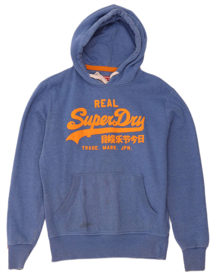 Pulover cu glugă grafic Superdry pentru bărbați, bumbac albastru mediu