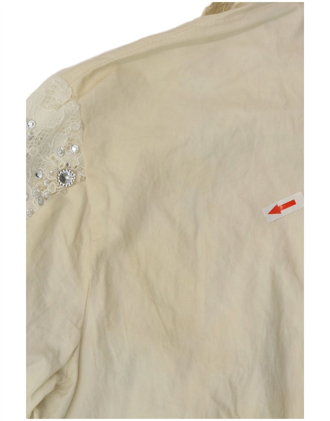 Bluză de cămașă vintage pentru femei UK 12 Medium Off White Floral