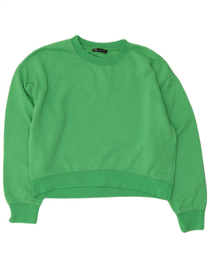 Pulover Crop pentru femei Zara UK 14 Poliester verde mediu