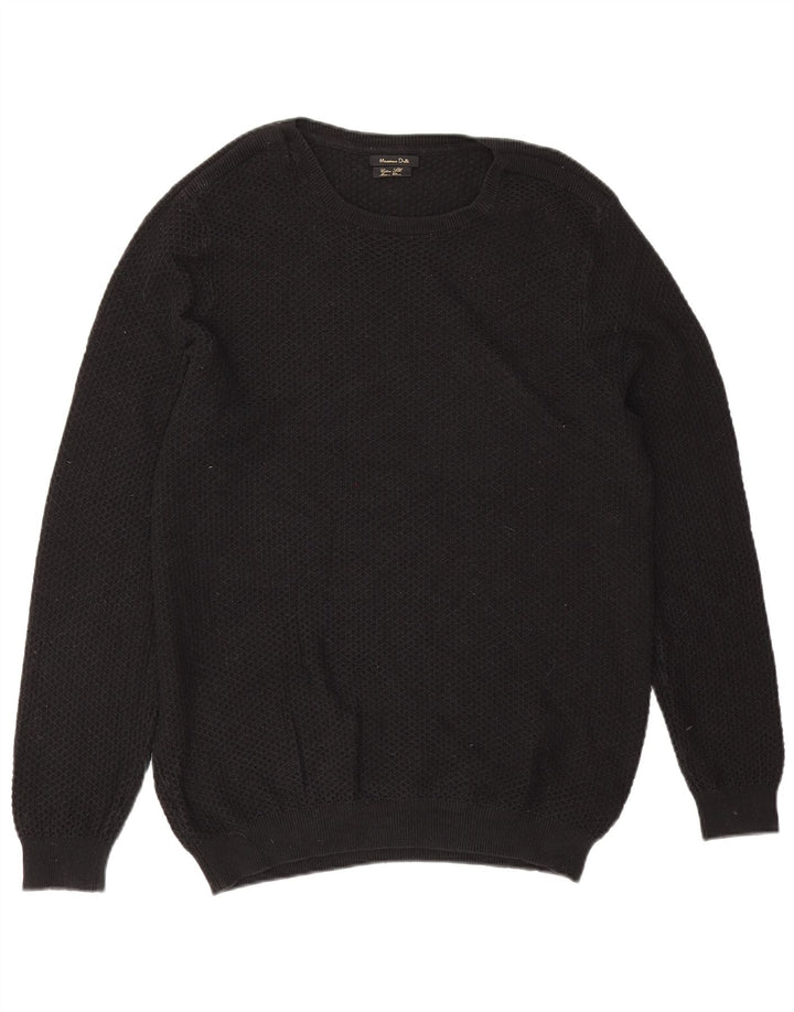 Pulover Massimo Dutti pentru bărbați, cu gât crew, XL, bumbac negru